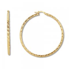 Textured Hoop Earrings 10K Yellow Gold