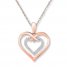 Heart Necklace 1/10 ct tw Diamonds 10K Rose Gold