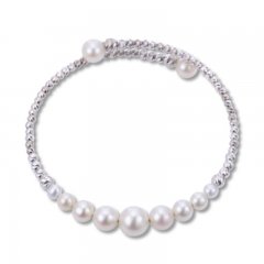 Graduated Cultured Pearl Bangle Sterling Silver