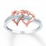 Diamond Heart Ring 1/10 cttw Round-cut Sterling Silver/10K Gold