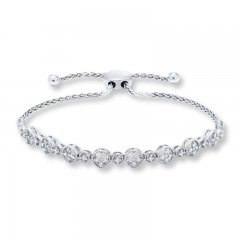 Diamond Bolo Bracelet 1/4 ct tw Round-cut Sterling Silver