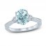 Aquamarine Engagement Ring 1/3 ct tw Diamonds 14K White Gold