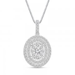 Diamond Necklace 1 ct tw Round-cut 14K White Gold