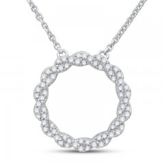 Circle of Gratitude Diamond Necklace 1/4 ct tw Round-cut 10K White Gold 19"