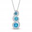 Blue/White Topaz Three-Stone Necklace Sterling Silver 18"