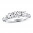 Three-Stone Leo Diamond Engagement Ring 1-1/8 ct tw Round-cut 14K White Gold