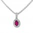 Natural Ruby Necklace 1/15 ct tw Diamonds 10K White Gold