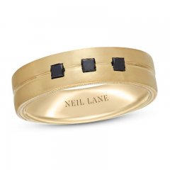 Neil Lane Men's Black Diamond Wedding Band 1/4 ct tw Princess-cut 14K Yellow Gold