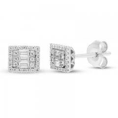 Neil Lane Diamond Earrings 1/4 ct tw Baguette/Round-cut 14K White Gold