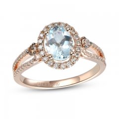 Le Vian Aquamarine Ring 3/8 ct tw Diamonds 14K Strawberry Gold