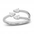 Diamond Three-Stone Cuff Ring 1/3 ct tw Pear & Round-cut 10K White Gold