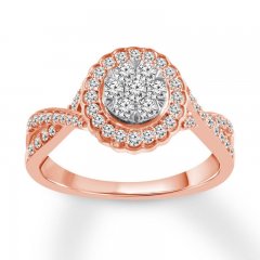 Diamond Engagement Ring 1/2 ct tw Round-cut 10K Rose Gold