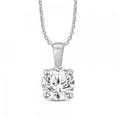 Diamond Solitaire Necklace 1/4 ct tw Round-cut 14K White Gold 18"