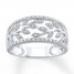 Diamond Leaf Ring 1/10 ct tw Round-cut 10K White Gold