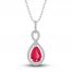 Lab-Created Ruby & White Lab-Created Sapphire Necklace Sterling Silver 18"