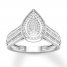 Diamond Teardrop Ring 1/15 ct tw Round-cut 10K White Gold