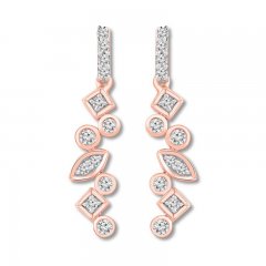 Diamond Geometric Earrings 1/5 ct tw Round-cut 10K Rose Gold