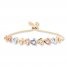 Heart Bolo Bracelet 10K Tri-Color Gold