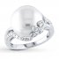 Cultured Pearl Ring 1/20 ct tw Diamonds Sterling Silver