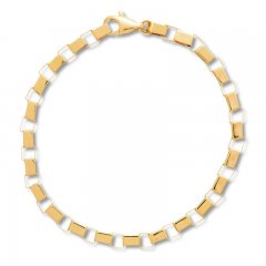 Flat Box Link Bracelet 10K Yellow Gold 7.5" Length