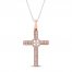 Diamond Cross Necklace 3/8 ct tw Round-cut 10K Rose Gold