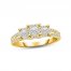 Diamond Three-Stone Engagement Ring 1/2 ct tw Princess & Round-cut 14K Yellow Gold