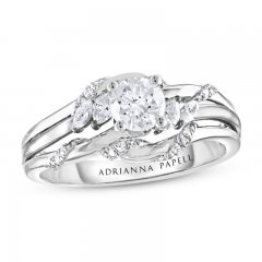 Adrianna Papell Diamond Engagement Ring 5/8 ct tw Marquise/Round-cut 14K White Gold