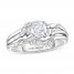 Adrianna Papell Diamond Engagement Ring 5/8 ct tw Marquise/Round-cut 14K White Gold