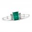 Emerald Ring 1/5 ct tw Diamonds 10K White Gold