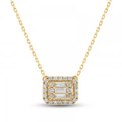 Diamond Necklace 1/5 ct tw Baguette & Round-cut 10K Yellow Gold 17"