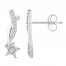 Diamond Star Earrings 1/6 ct tw Sterling Silver