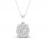 Diamond Halo Necklace 1 ct tw Round-Cut 10K