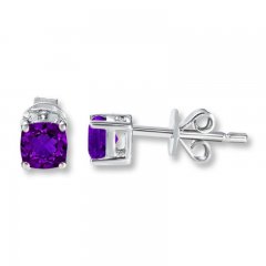 Amethyst Earrings Cushion-cut Sterling Silver