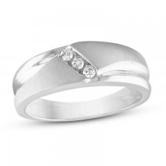 Men's Diamond Wedding Band 1/8 ct tw Round-cut 10K White Gold