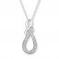 Diamond Necklace 1/4 ct tw Round-cut Sterling Silver