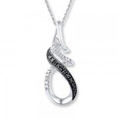 Diamond Necklace 1/20 ct tw Black/White Sterling Silver