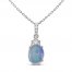 Opal Necklace 1/20 ct tw Diamonds 10K White Gold