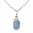 Opal Necklace 1/20 ct tw Diamonds 10K White Gold