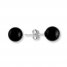 Onyx Bead Earrings 14K White Gold