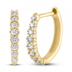 Diamond Hoop Earrings 1/4 ct tw Round-cut 10K Yellow Gold