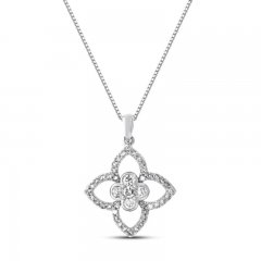 Diamond Floral Necklace 3/8 Carat tw 10K White Gold