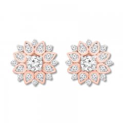 Diamond Floral Earrings 1/2 ct tw Round-cut 10K Rose Gold