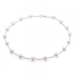 Cultured Pearl Necklace Sterling Silver 17"