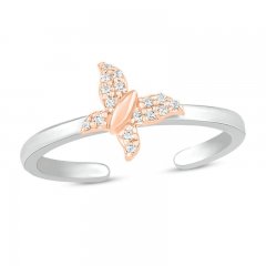 Diamond Butterfly Toe Ring 10K Two-Tone Gold