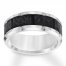 9mm Wedding Band Black/White Tungsten Carbide