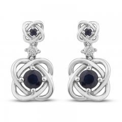 Center of Me Blue Sapphire & Diamond Earrings 10K White Gold