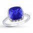 Lab-Created Sapphire Ring 1/10 ct tw Diamonds Sterling Silver