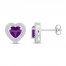 Amethyst Heart Earrings White Topaz Sterling Silver