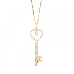 Hallmark Diamonds Key Necklace 1/10 ct tw 10K Yellow Gold 18"