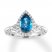 Blue Topaz Engagement Ring 5/8 ct tw Diamonds 14K White Gold